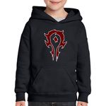 Fashion, accesorii si bijuterii - Copii - Imbracaminte copii - Pulovere si hanorace copii - Hanorac copii World of Warcraft Horde Orc WoW Azeroth, negru, marime L Copii - Infinity.ro