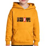 Fashion, accesorii si bijuterii - Copii - Imbracaminte copii - Pulovere si hanorace copii - Hanorac copii La Casa de Papel Logo, portocaliu, marime M Copii - Infinity.ro