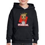 Fashion, accesorii si bijuterii - Copii - Imbracaminte copii - Pulovere si hanorace copii - Hanorac copii Baby Groot Roblox Cute Tree Love, negru, marime XS Copii - Infinity.ro