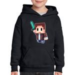 Fashion, accesorii si bijuterii - Copii - Imbracaminte copii - Pulovere si hanorace copii - Hanorac copii Minecraft Happy Steve, negru, marime S Copii - Infinity.ro