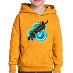 Fashion, accesorii si bijuterii - Copii - Imbracaminte copii - Pulovere si hanorace copii - Hanorac copii Prima Rifle Gun VBucks Fortnite, portocaliu, marime L Copii - Infinity.ro