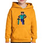 Fashion, accesorii si bijuterii - Copii - Imbracaminte copii - Pulovere si hanorace copii - Hanorac copii Steve Warrior Minecraft, portocaliu, marime S Copii - Infinity.ro