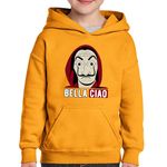 Fashion, accesorii si bijuterii - Copii - Imbracaminte copii - Pulovere si hanorace copii - Hanorac copii Casa de Papel Bella Ciao Mafia Rebel, portocaliu, marime S Copii - Infinity.ro