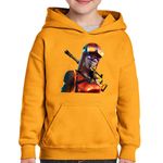 Fashion, accesorii si bijuterii - Copii - Imbracaminte copii - Pulovere si hanorace copii - Hanorac copii Blaze Skin Fortnite Scar, portocaliu, marime L Copii - Infinity.ro