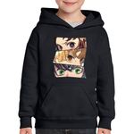 Fashion, accesorii si bijuterii - Copii - Imbracaminte copii - Pulovere si hanorace copii - Hanorac copii Demon Slayer Priviri Gingase Kimetsu no Yaiba, negru, marime S Copii - Infinity.ro