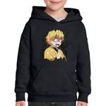 Fashion, accesorii si bijuterii - Copii - Imbracaminte copii - Pulovere si hanorace copii - Hanorac copii Demon Slayer Zenitsu Manga, negru, marime L Copii - Infinity.ro
