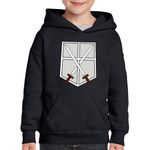 Fashion, accesorii si bijuterii - Copii - Imbracaminte copii - Pulovere si hanorace copii - Hanorac copii Attack on Titan Training Corps AOT Cadet Anime, negru, marime XS Copii - Infinity.ro