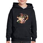 Fashion, accesorii si bijuterii - Copii - Imbracaminte copii - Pulovere si hanorace copii - Hanorac copii Eren Yeager Attack on Titan AOT Manga Anime, negru, marime S Copii - Infinity.ro