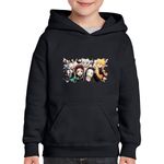 Fashion, accesorii si bijuterii - Copii - Imbracaminte copii - Pulovere si hanorace copii - Hanorac copii Demon Slayer Team Gang Roblox, negru, marime M Copii - Infinity.ro