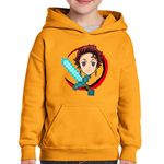 Fashion, accesorii si bijuterii - Copii - Imbracaminte copii - Pulovere si hanorace copii - Hanorac copii Demon Slayer Tanjiro Minecraft, portocaliu, marime L Copii - Infinity.ro