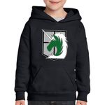 Fashion, accesorii si bijuterii - Copii - Imbracaminte copii - Pulovere si hanorace copii - Hanorac copii Attack on Titan Military Police Crest Anime, negru, marime S Copii - Infinity.ro
