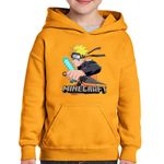 Fashion, accesorii si bijuterii - Copii - Imbracaminte copii - Pulovere si hanorace copii - Hanorac copii Naruto Minecraft Creator Kunai Diamond Sword, portocaliu, marime XL Copii - Infinity.ro