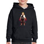 Fashion, accesorii si bijuterii - Copii - Imbracaminte copii - Pulovere si hanorace copii - Hanorac copii Demon Slayer Kyojuro Samurai, negru, marime L Copii - Infinity.ro