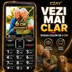 Laptop, Telefoane si Tablete - Telefoane mobile si accesorii - Telefoane Mobile - Telefon Mobil Seniori CZAY® cu Taste Mari, Meniu Romana si Maghiara,Ecran Mare,Camera Foto,Volum Puternic,Negru,2G - Infinity.ro