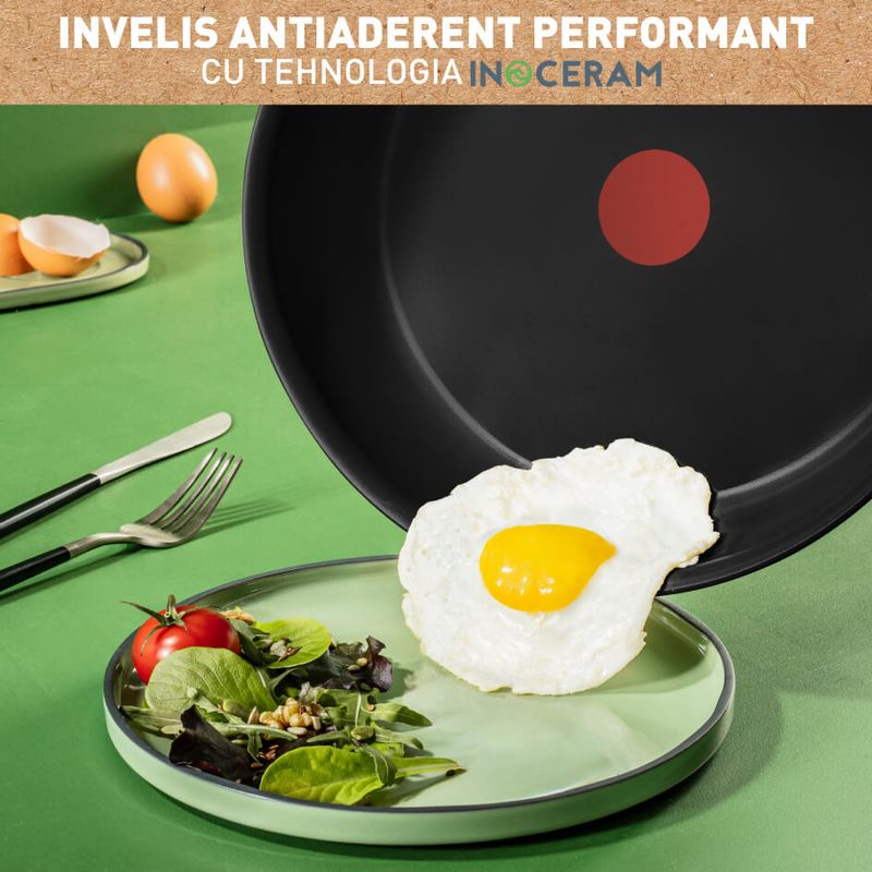 Casa si Gradina - Bucatarie si vesela - Vase pentru gatit - Tigai si seturi - Tigaie Tefal Renew de 20 cm C4320223, 100% aluminiu reciclat, indicator Thermo-Signal, compatibil cu inductia, invelis - Infinity.ro