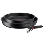 Casa si Gradina - Bucatarie si vesela - Vase pentru gatit - Tigai si seturi - Set de 3 piese Tefal Ingenio Black Stone L3999032, tigaie de 24/28 cm, maner detasabil, invelis antiaderent Mineralia+ - Infinity.ro