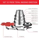 Casa si Gradina - Bucatarie si vesela - Vase pentru gatit - Tigai si seturi - Set 22 piese Tefal Ingenio Emotion L897SM74, cratite 16/18/20 cm, tigai 22/24/26/28 cm, tigaie saute 24 cm, wok 26 cm - Infinity.ro
