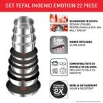 Casa si Gradina - Bucatarie si vesela - Vase pentru gatit - Tigai si seturi - Set 22 piese Tefal Ingenio Emotion L897SM74, cratite 16/18/20 cm, tigai 22/24/26/28 cm, tigaie saute 24 cm, wok 26 cm - Infinity.ro