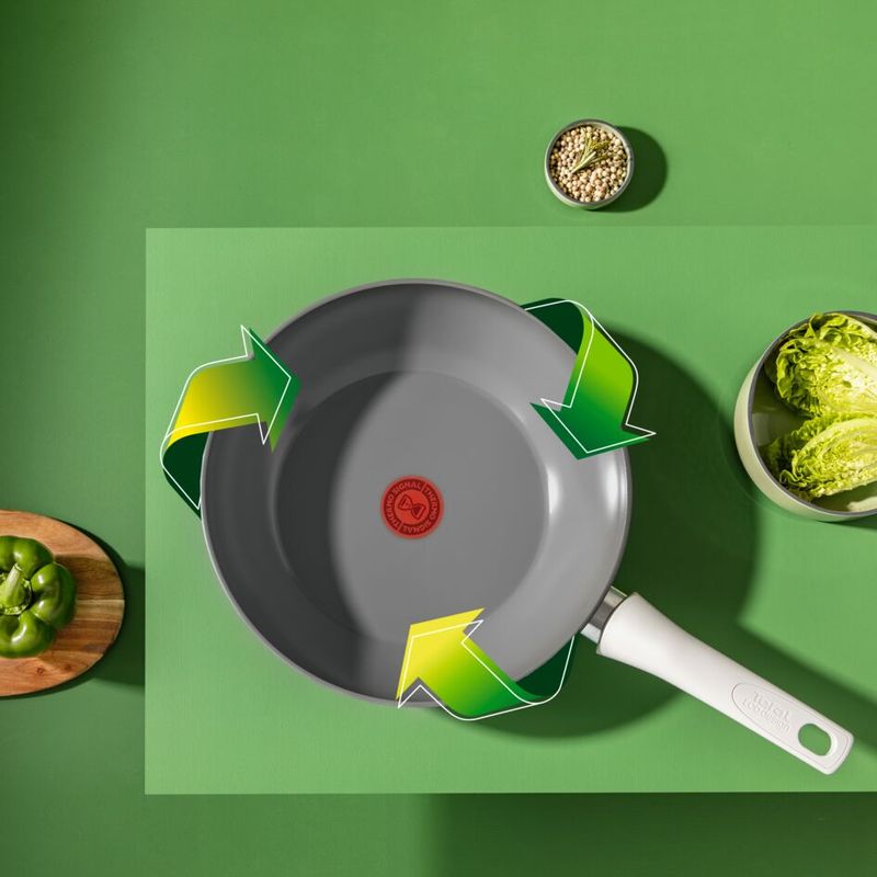 Casa si Gradina - Bucatarie si vesela - Vase pentru gatit - Tigai si seturi - Tigaie wok 28 cm Tefal Renew On C4271932, 100% aluminiu reciclat, indicator Thermo-Signal, compatibil cu inductia - Infinity.ro