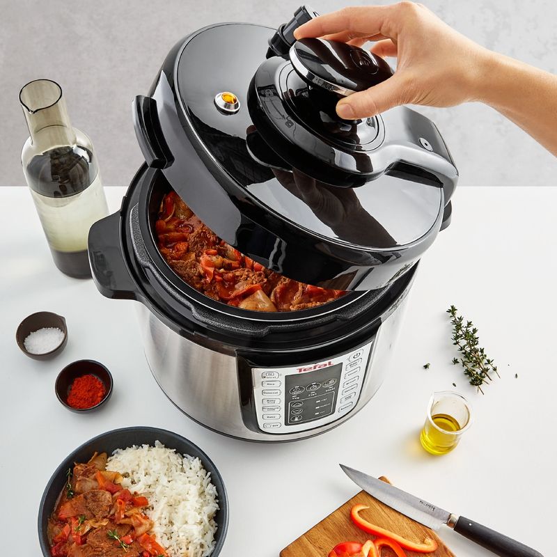 Casa si Gradina - Bucatarie si vesela - Vase pentru gatit - Oale sub presiune - Oala sub presiune electrica Tefal One Pot CY505EE0, 1200W, 5.8L, 25 de programe, functie pastrare la cald, temperatura - Infinity.ro
