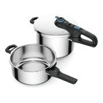 Casa si Gradina - Bucatarie si vesela - Vase pentru gatit - Oale sub presiune - Set de 2 oale sub presiune Tefal Secure Trendy P2584301, 4 / 6 L, sistem siguranta in 5 puncte, 2 programe de gatire - Infinity.ro