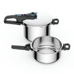 Casa si Gradina - Bucatarie si vesela - Vase pentru gatit - Oale sub presiune - Set de 2 oale sub presiune Tefal Secure Trendy P2584301, 4 / 6 L, sistem siguranta in 5 puncte, 2 programe de gatire - Infinity.ro