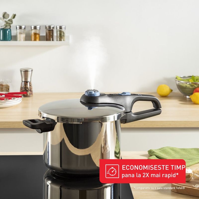 Casa si Gradina - Bucatarie si vesela - Vase pentru gatit - Oale sub presiune - Set de 2 oale sub presiune Tefal Secure Trendy P2584301, 4 / 6 L, sistem siguranta in 5 puncte, 2 programe de gatire - Infinity.ro