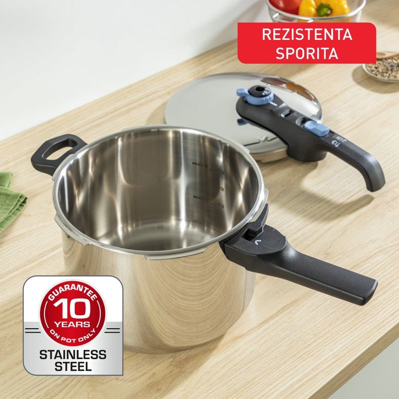 Casa si Gradina - Bucatarie si vesela - Vase pentru gatit - Oale sub presiune - Set de 2 oale sub presiune Tefal Secure Trendy P2584301, 4 / 6 L, sistem siguranta in 5 puncte, 2 programe de gatire - Infinity.ro