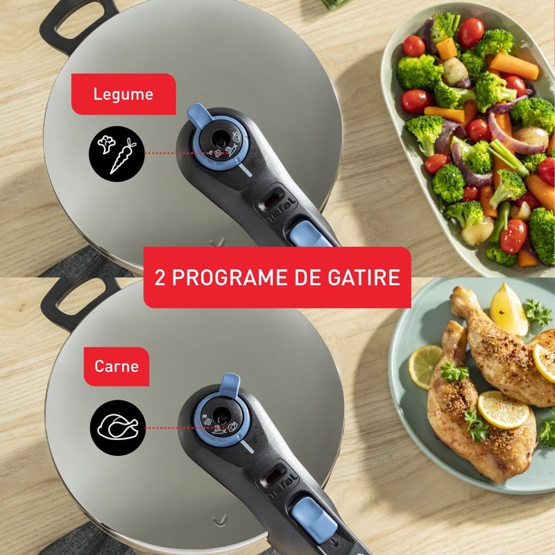 Casa si Gradina - Bucatarie si vesela - Vase pentru gatit - Oale sub presiune - Set de 2 oale sub presiune Tefal Secure Trendy P2584301, 4 / 6 L, sistem siguranta in 5 puncte, 2 programe de gatire - Infinity.ro