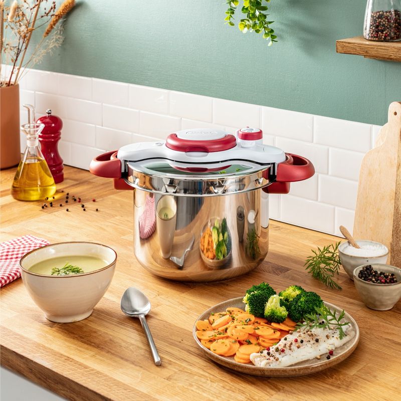 Casa si Gradina - Bucatarie si vesela - Vase pentru gatit - Oale sub presiune - Oala sub presiune Tefal ClipsoMinut Perfect P4620733, 6 L, compatibil cu inductia, inox, indicator de presiune, 5 - Infinity.ro
