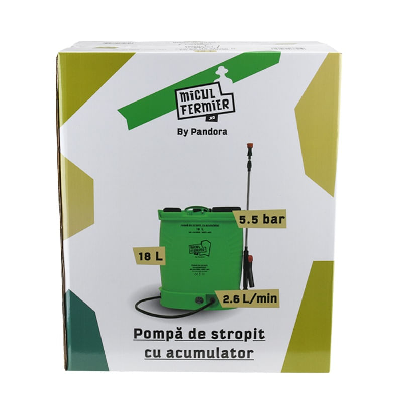 Casa si Gradina - Constructii - Vopsea si tencuieli - Unelte de vopsit si tencuit - Pompa de stropit micul fermier, capacitate 18l, pandora, cu acumulator - Infinity.ro