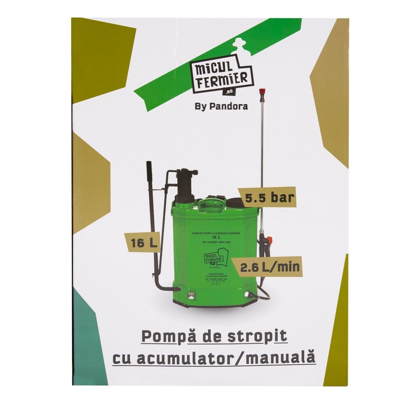 Casa si Gradina - Gradinarit si plante - Instalatii si accesorii pentru irigatii - Aparate pentru stropit gradina - Pompa de stropit micul fermier, capacitate 16l, pandora, utilizare manuala/acumulator - Infinity.ro