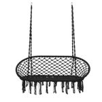 Casa si Gradina - Gradina si terasa - Balansoare si hamace - Balansoare - Scaun dublu tip leagan suspendat pentru casa sau gradina, cu perne, stil boho, 128x66x124 cm, maxim 300 kg, negru - Infinity.ro