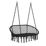 Casa si Gradina - Gradina si terasa - Balansoare si hamace - Balansoare - Scaun dublu tip leagan suspendat pentru casa sau gradina, cu perne, stil boho, 128x66x124 cm, maxim 300 kg, negru - Infinity.ro