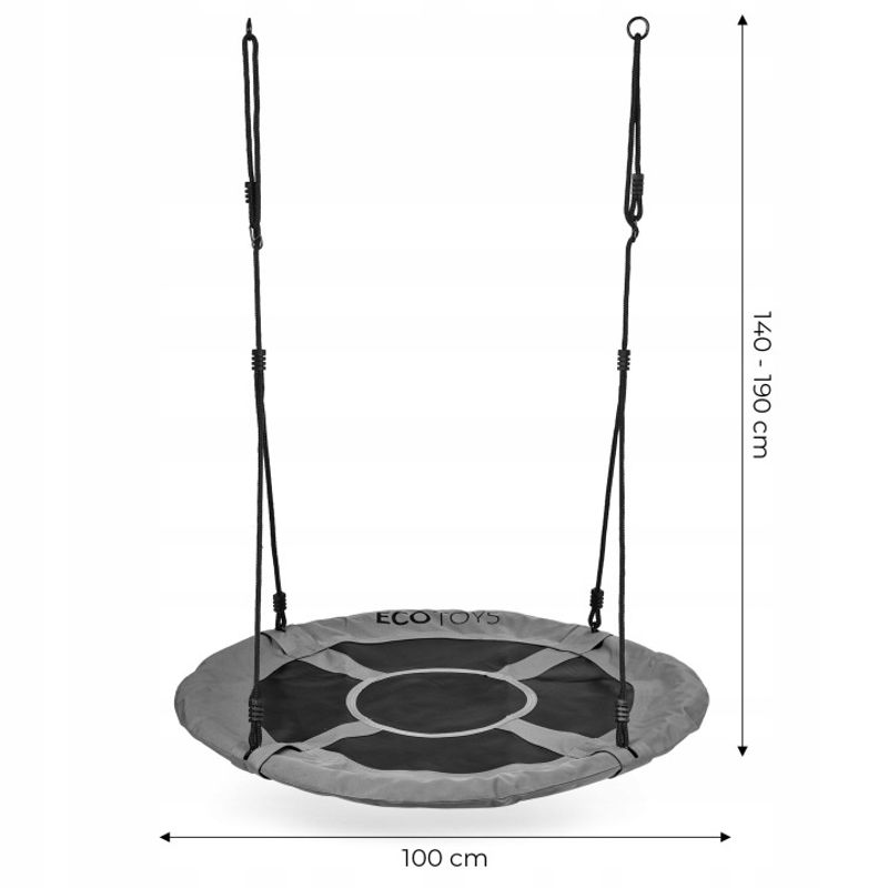 Casa si Gradina - Gradina si terasa - Balansoare si hamace - Balansoare - Leagan gradina tip cuib, diametru 100 cm, reglabil pe inaltime, maxim 150 kg, gri - Infinity.ro