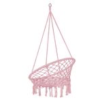 Casa si Gradina - Gradina si terasa - Balansoare si hamace - Balansoare - Scaun rotund tip leagan suspendat pentru casa sau gradina SPR42, cu franjuri, 150kg, roz - Infinity.ro