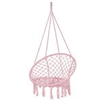 Casa si Gradina - Gradina si terasa - Balansoare si hamace - Balansoare - Scaun rotund tip leagan suspendat pentru casa sau gradina SPR42, cu franjuri, 150kg, roz - Infinity.ro