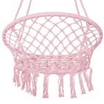 Casa si Gradina - Gradina si terasa - Balansoare si hamace - Balansoare - Scaun rotund tip leagan suspendat pentru casa sau gradina SPR42, cu franjuri, 150kg, roz - Infinity.ro