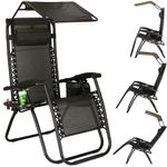 Casa si Gradina - Gradina si terasa - Mobilier exterior - Scaune si sezlonguri gradina - Sezlong pliabil cu parasolar si suport pahare, spatar blocare pozitie, textilene impermeabil, max 130 kg, 77x110x175 - Infinity.ro