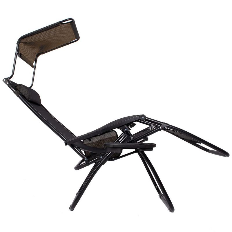 Casa si Gradina - Gradina si terasa - Mobilier exterior - Scaune si sezlonguri gradina - Sezlong pliabil cu parasolar si suport pahare, spatar blocare pozitie, textilene impermeabil, max 130 kg, 77x110x175 - Infinity.ro