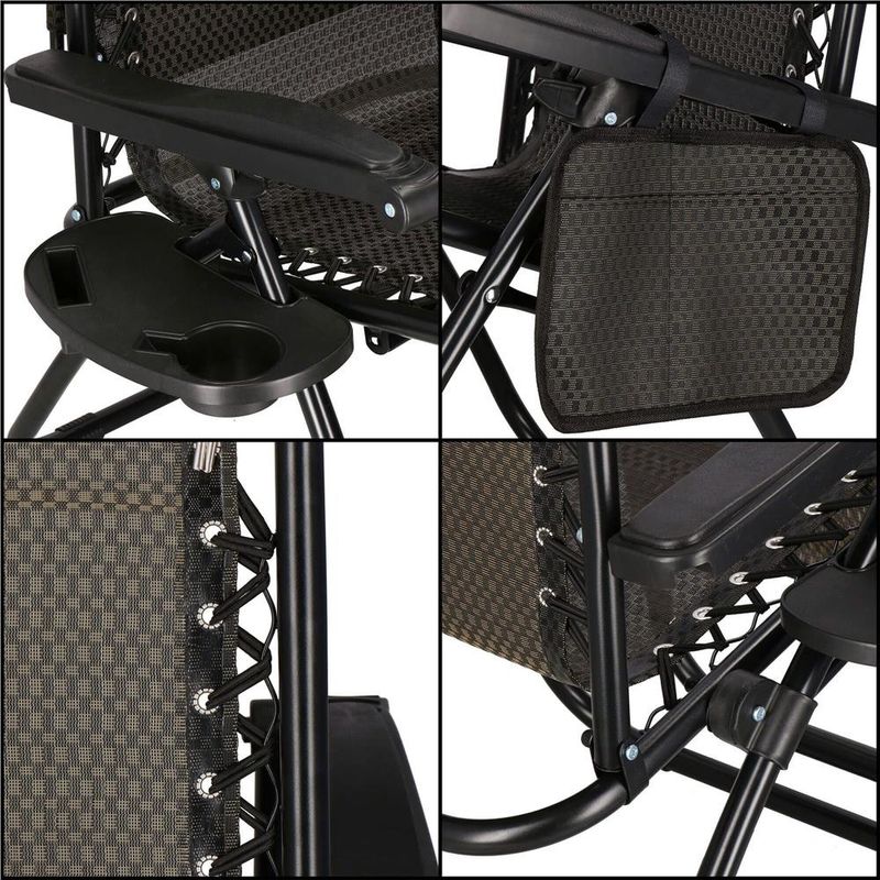 Casa si Gradina - Gradina si terasa - Mobilier exterior - Scaune si sezlonguri gradina - Sezlong pliabil cu parasolar si suport pahare, spatar blocare pozitie, textilene impermeabil, max 130 kg, 77x110x175 - Infinity.ro
