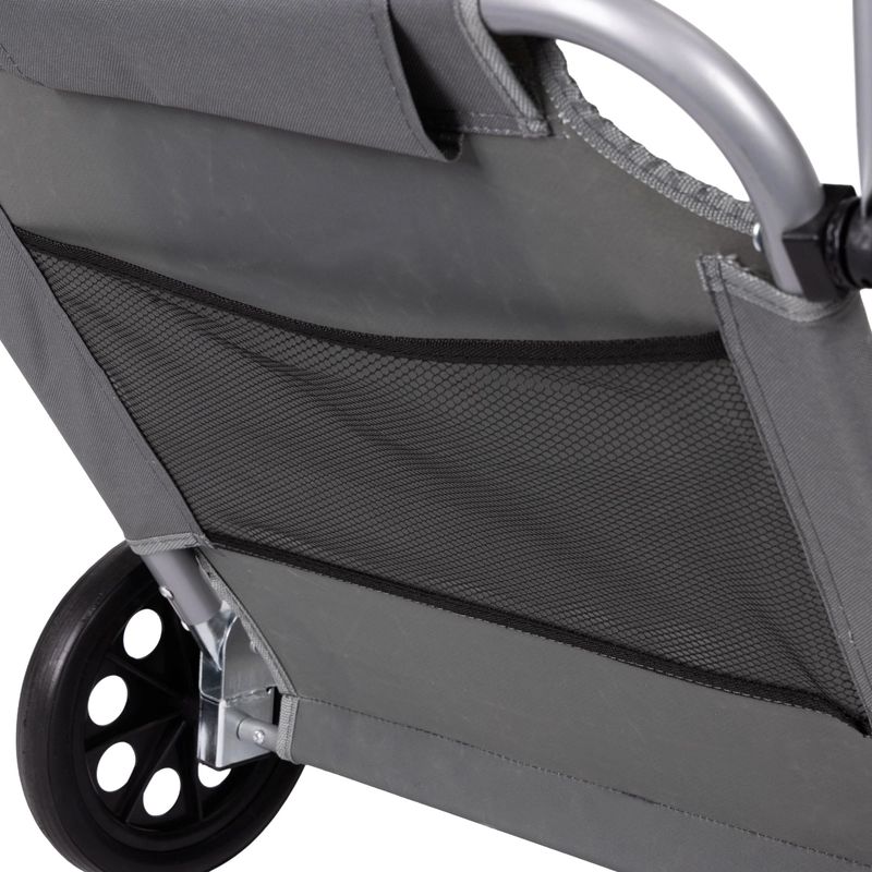 Casa si Gradina - Gradina si terasa - Mobilier exterior - Scaune si sezlonguri gradina - Sezlong pliabil pentru plaja cu roti, cadru metalic si tesatura oxford, parasolar si tetiera, 120 kg, gri - Infinity.ro