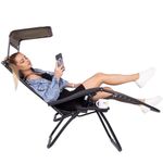 Casa si Gradina - Gradina si terasa - Mobilier exterior - Scaune si sezlonguri gradina - Sezlong pliabil cu parasolar si suport pahare, spatar blocare pozitie, textilene impermeabil, max 130 kg, 77x110x175 - Infinity.ro