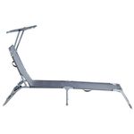 Casa si Gradina - Gradina si terasa - Mobilier exterior - Scaune si sezlonguri gradina - Sezlong pliabil cu parasolar, spatar reglabil, 178x57 cm, 150 kg, gri - Infinity.ro