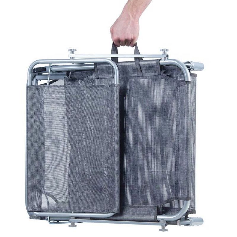 Casa si Gradina - Gradina si terasa - Mobilier exterior - Scaune si sezlonguri gradina - Sezlong pliabil cu parasolar, spatar reglabil, 178x57 cm, 150 kg, gri - Infinity.ro