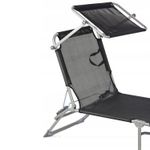 Casa si Gradina - Gradina si terasa - Mobilier exterior - Scaune si sezlonguri gradina - Sezlong pliabil cu parasolar, spatar reglabil, 178x57 cm, 150 kg, negru - Infinity.ro