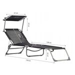 Casa si Gradina - Gradina si terasa - Mobilier exterior - Scaune si sezlonguri gradina - Sezlong pliabil cu parasolar, spatar reglabil, 178x57 cm, 150 kg, negru - Infinity.ro