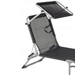 Casa si Gradina - Gradina si terasa - Mobilier exterior - Scaune si sezlonguri gradina - Sezlong pliabil cu parasolar, spatar reglabil, 178x57 cm, 150 kg, negru - Infinity.ro
