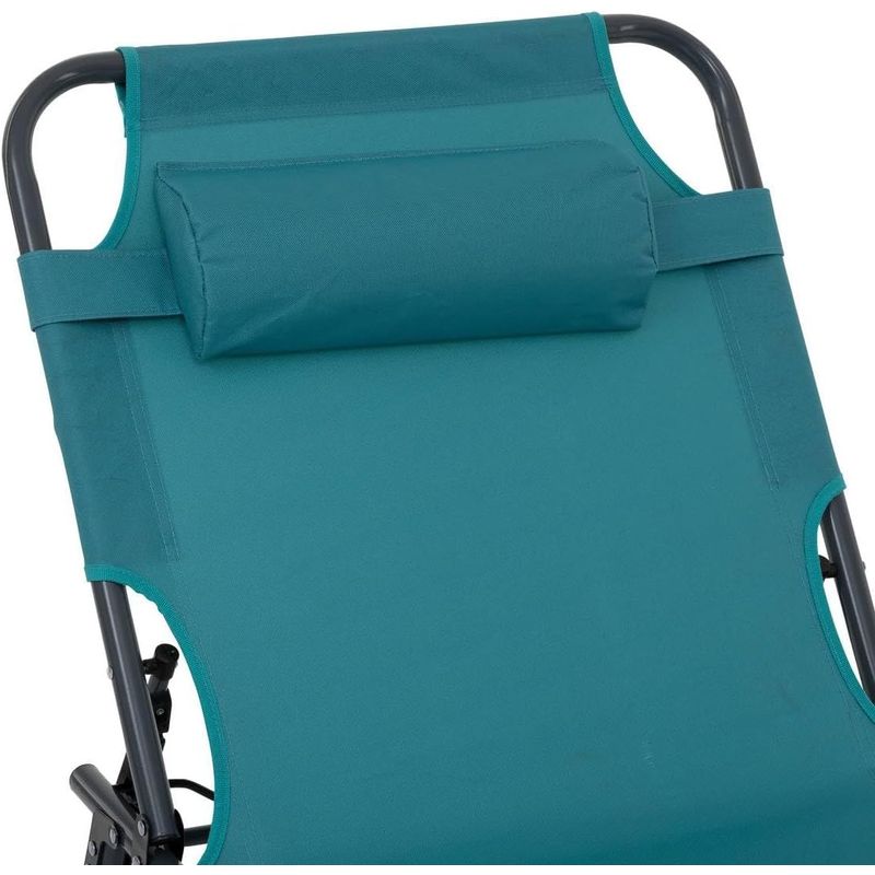 Casa si Gradina - Gradina si terasa - Mobilier exterior - Scaune si sezlonguri gradina - Sezlong 5Five Beach Chair, cadru metalic, pliere compacta, 173x56x27 cm, albastru turcoaz - Infinity.ro