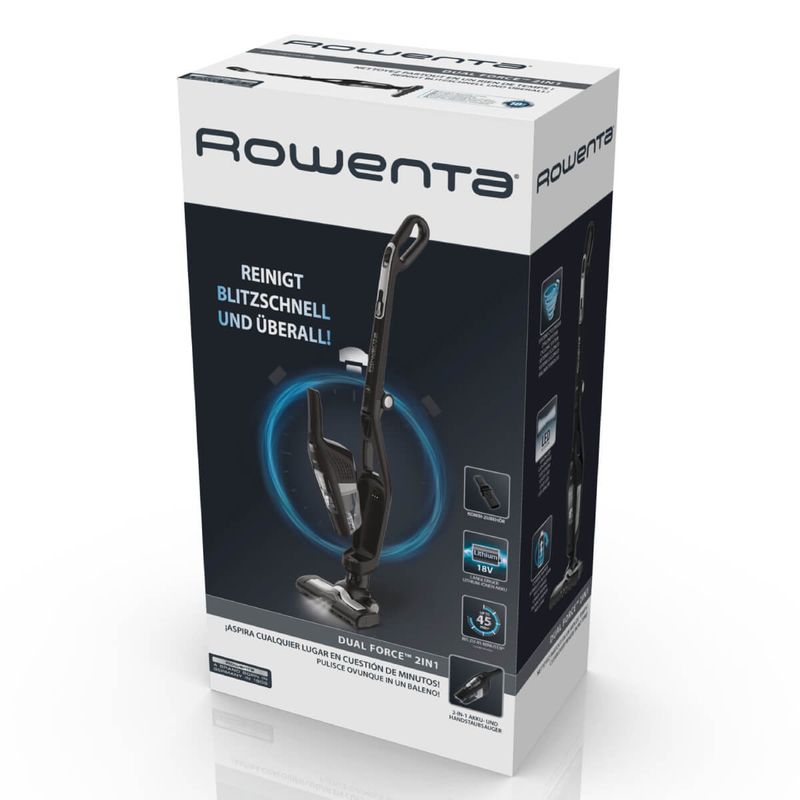 Electronice si Electrocasnice - Ingrijirea locuintei - Aspiratoare - Aspirator vertical Rowenta 2 in 1 Dual Force RH6735WH, autonomie max 45 min, reincarcare 5 ore, iluminare cu led - Infinity.ro